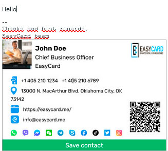 Attach in the signature to outgoing letters. Yes it works great!